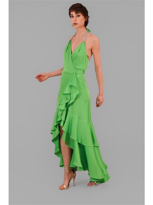 Abito incrocio in raso twins fantasy | T4528GREEN